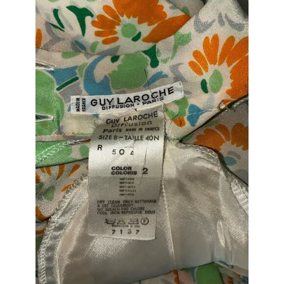 Guy Laroche Diffusion Paris Made in Dress Vintage Floral Dress 8 Pleated Bottom - Picture 12 of 12